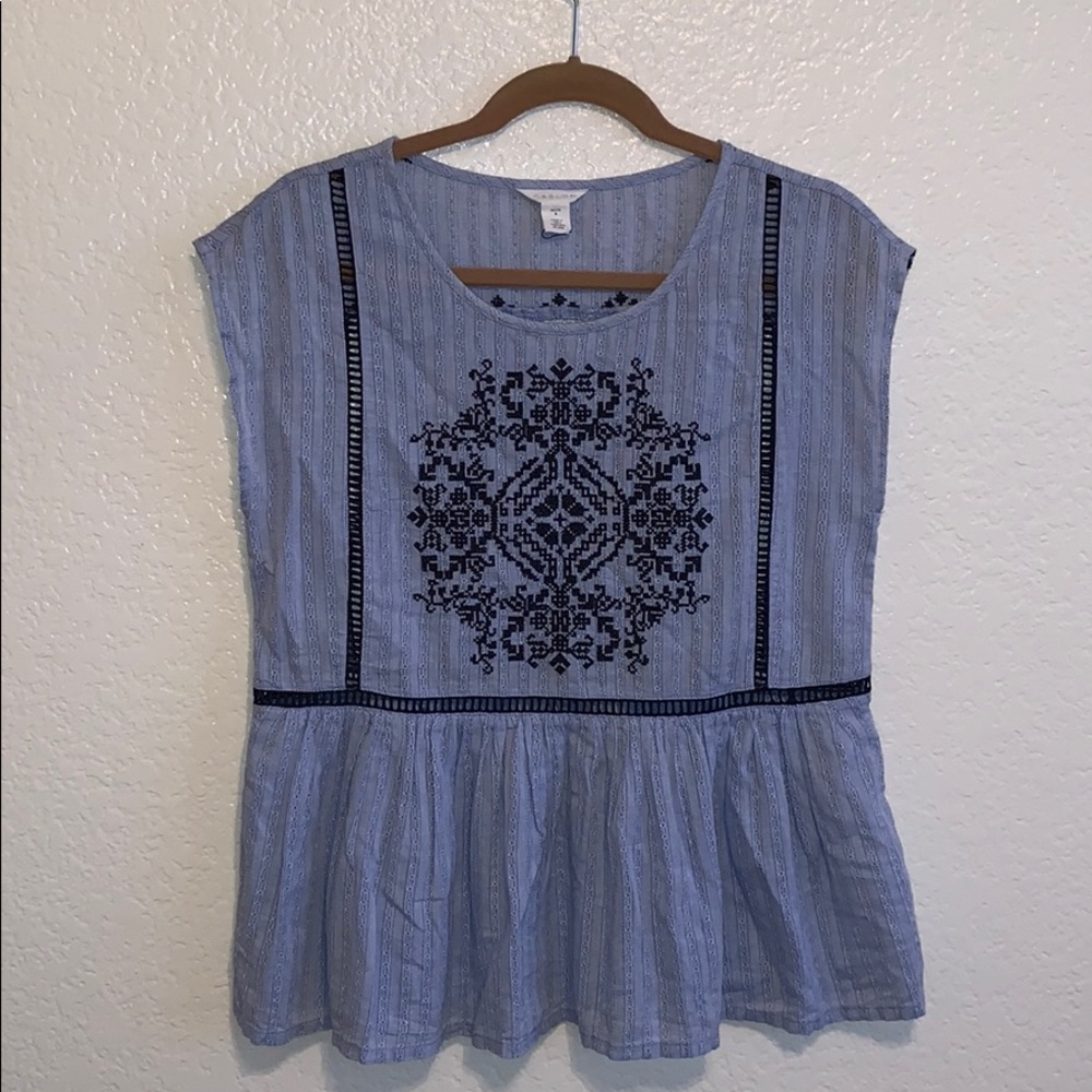 Caslon embroidered peplum top 100 percent cotton